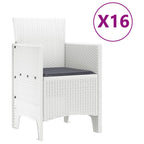 Garden Dining Set with Cushions with Cushion 17 pcs White PP