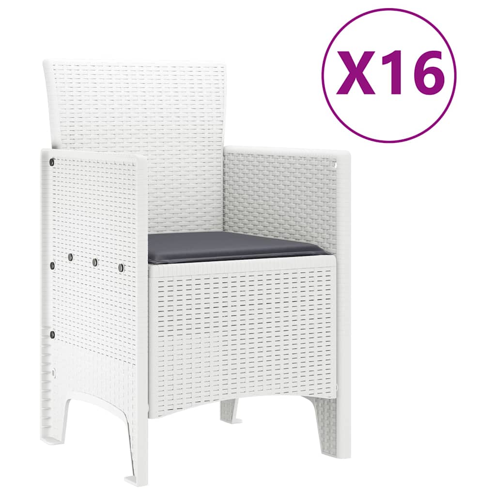 Garden Dining Set with Cushions with Cushion 17 pcs White PP