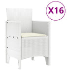 Garden Dining Set with Cushions with Cushion 17 pcs White PP