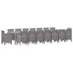 Garden Dining Set with Cushions 17 pcs Light Grey PP