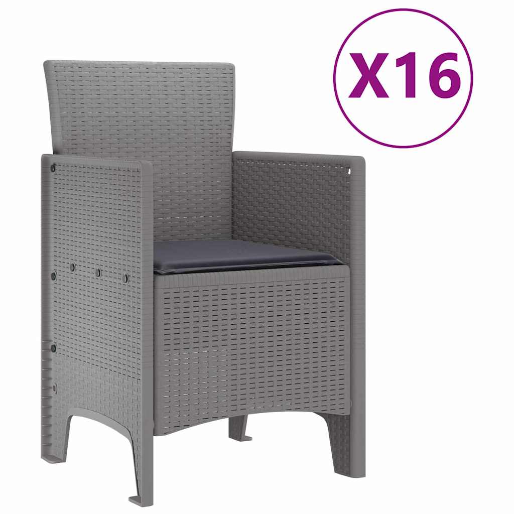 Garden Dining Set with Cushions 17 pcs Light Grey PP
