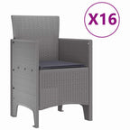 Garden Dining Set with Cushions 17 pcs Light Grey PP