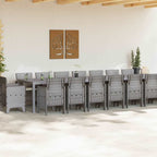 Garden Dining Set with Cushions 17 pcs Light Grey PP