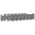 Garden Dining Set with Cushions 17 pcs Light Grey PP