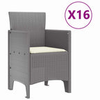 Garden Dining Set with Cushions 17 pcs Light Grey PP