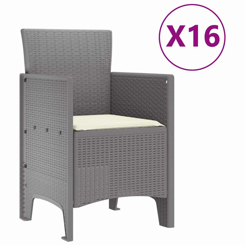 Garden Dining Set with Cushions 17 pcs Light Grey PP