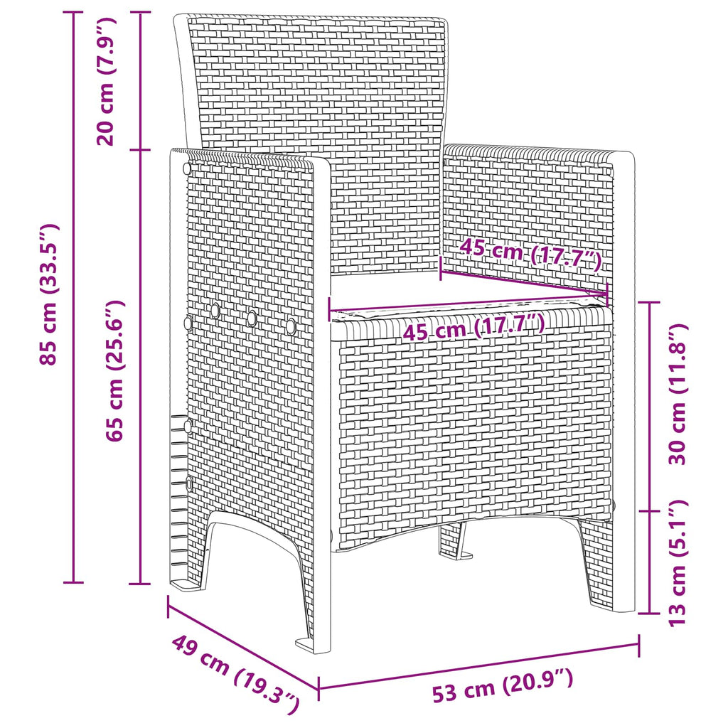 Garden Dining Set 3 pcs Anthracite Polypropylene