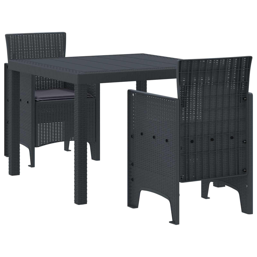 Garden Dining Set 3 pcs Anthracite Polypropylene