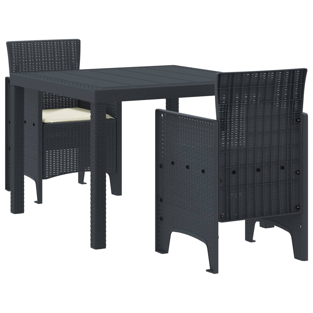 Garden Dining Set 3 pcs Anthracite Polypropylene