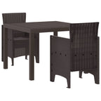 Garden Dining Set 3 pcs Brown Polt rattan