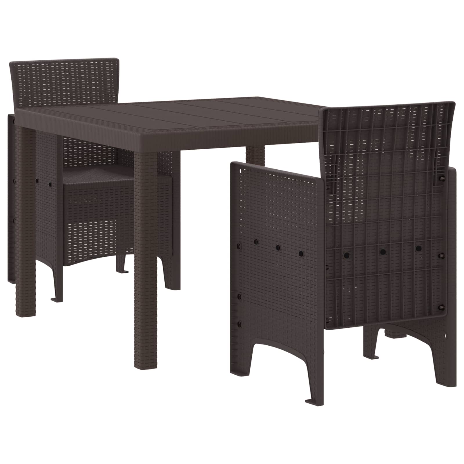 Garden Dining Set 3 pcs Brown Polt rattan