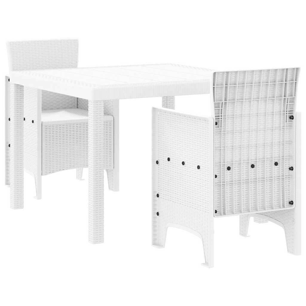 Garden Dining Set 3 pcs White Polypropylene