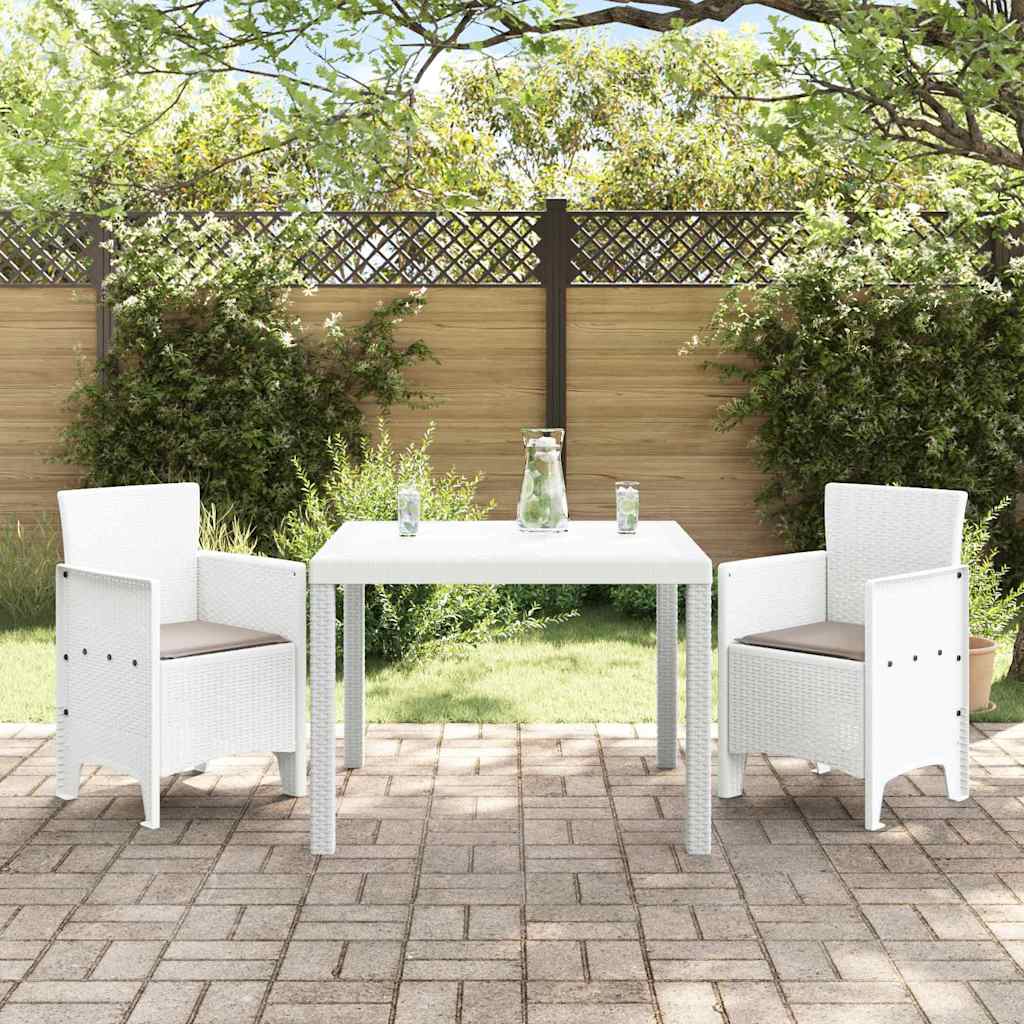 Garden Dining Set 3 pcs White Polypropylene