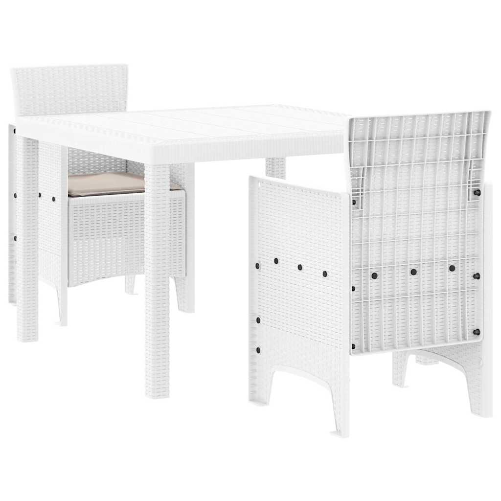Garden Dining Set 3 pcs White Polypropylene