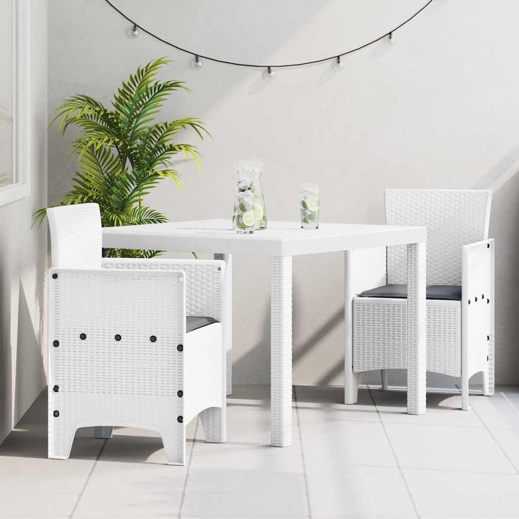 Garden Dining Set 3 pcs White Polypropylene
