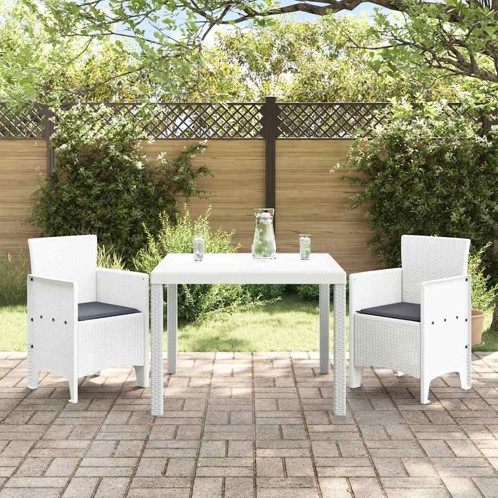 Garden Dining Set 3 pcs White Polypropylene