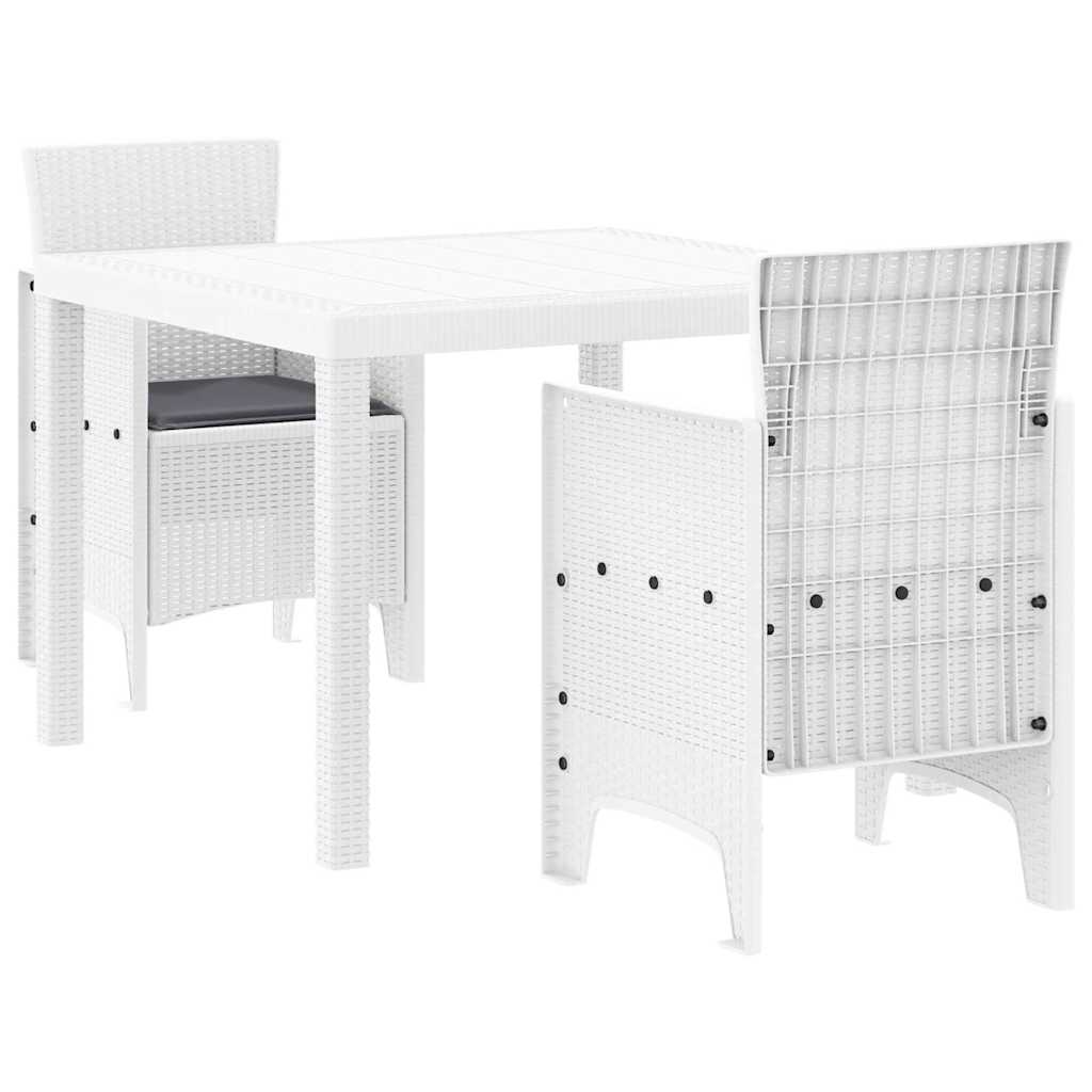 Garden Dining Set 3 pcs White Polypropylene