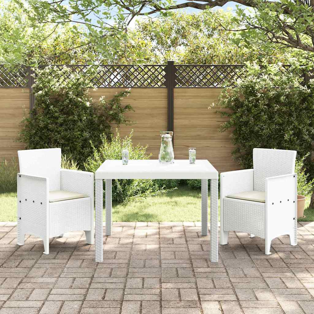 Garden Dining Set 3 pcs White Polypropylene