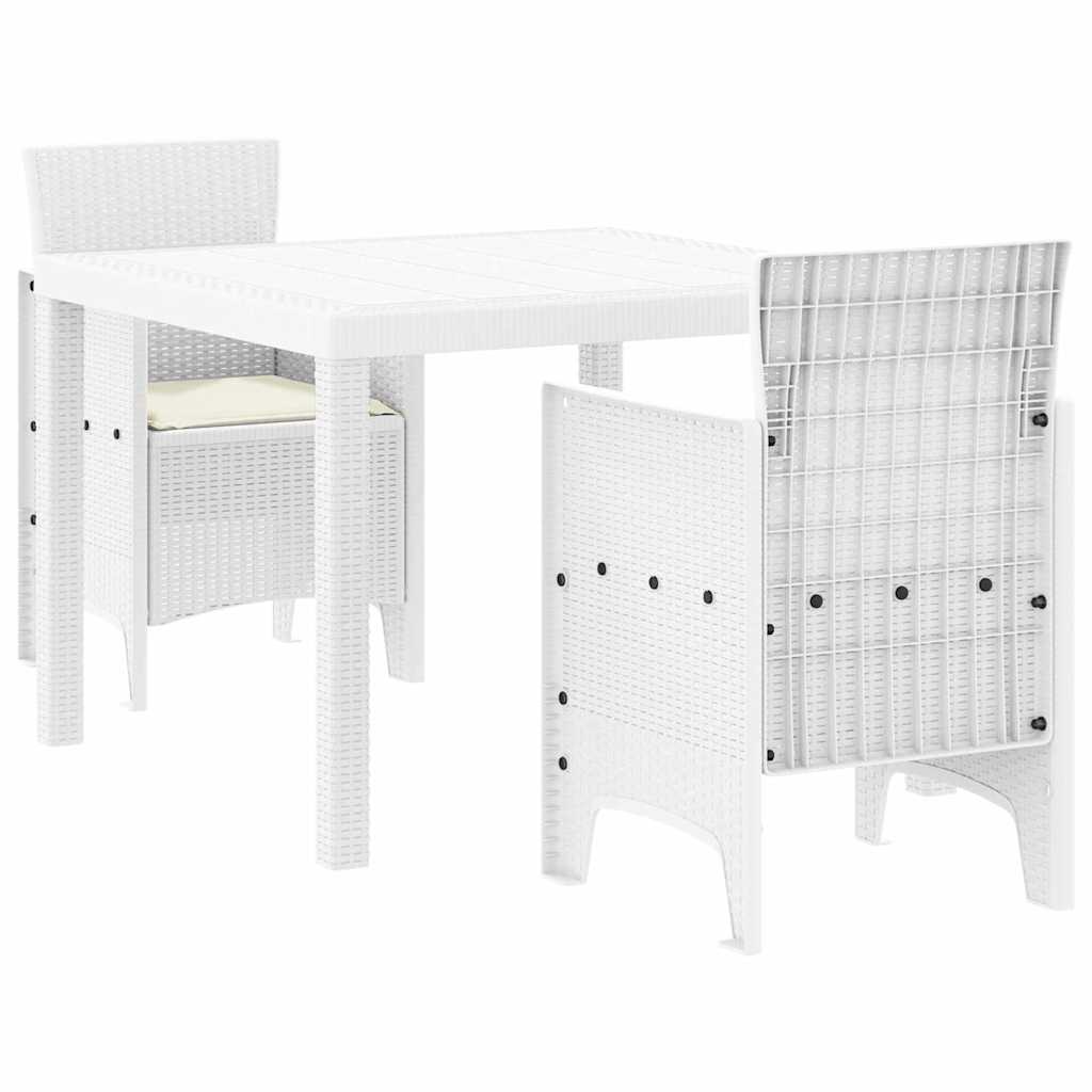 Garden Dining Set 3 pcs White Polypropylene