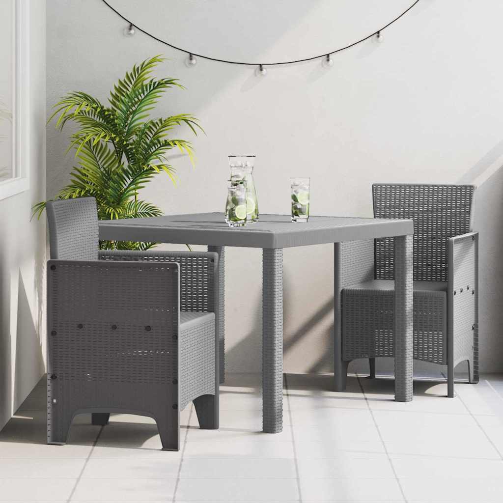 Garden Dining Set 3 pcs Light Grey Polypropylene
