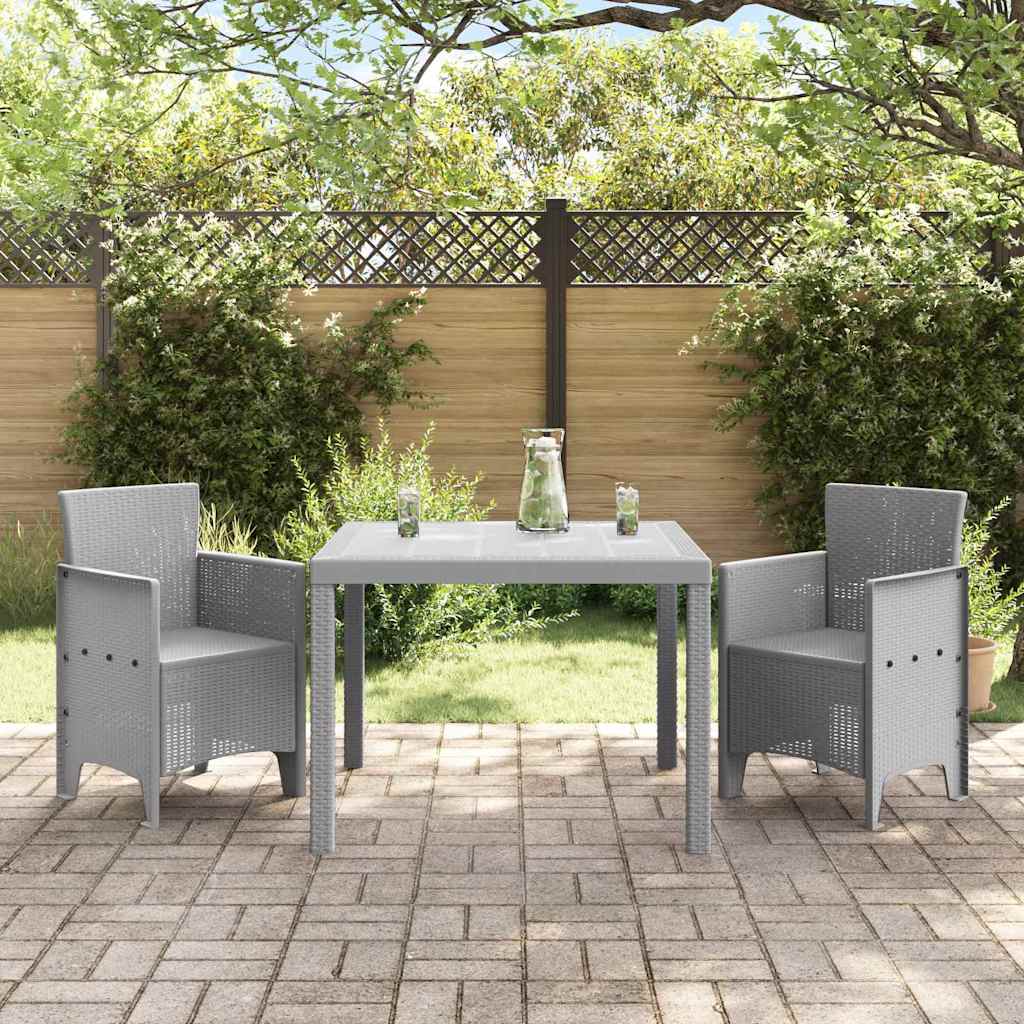 Garden Dining Set 3 pcs Light Grey Polypropylene