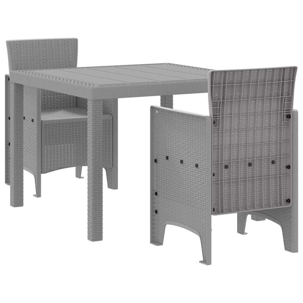 Garden Dining Set 3 pcs Light Grey Polypropylene