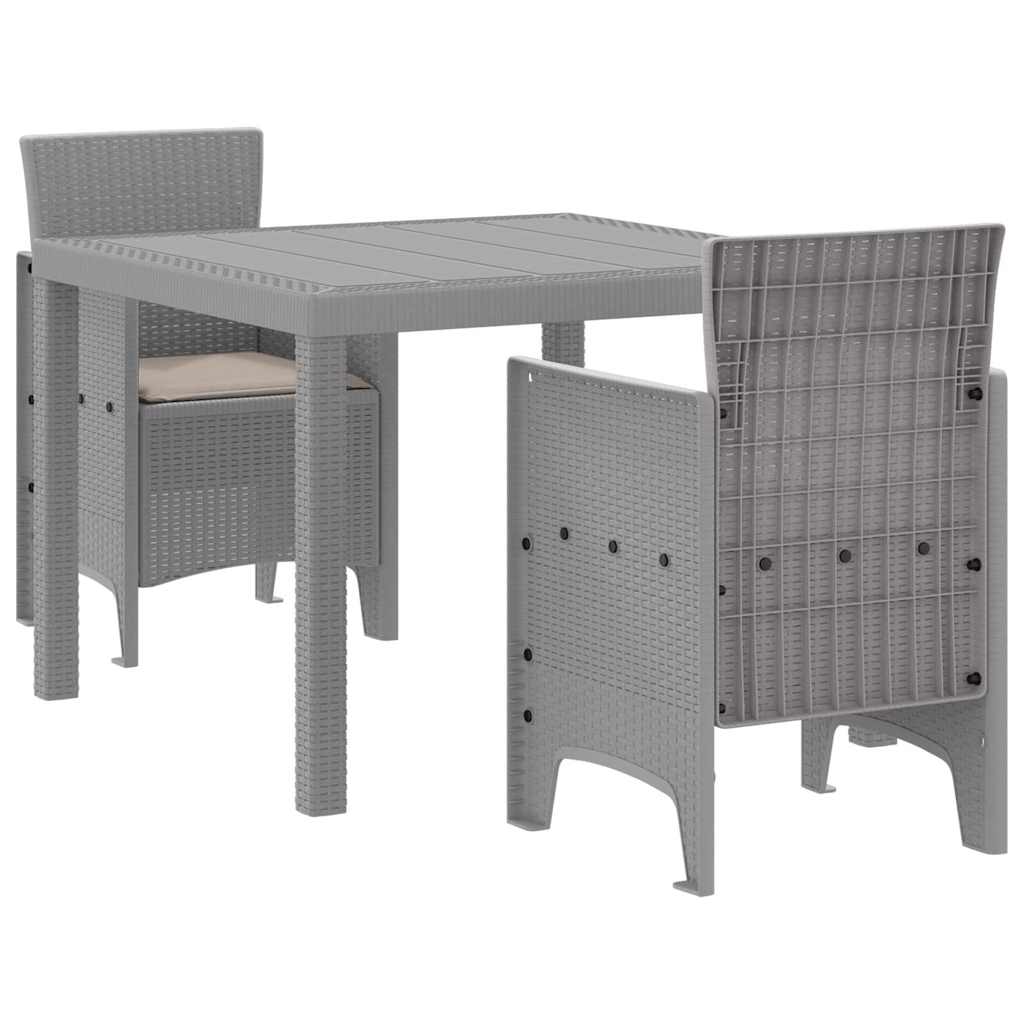 Garden Dining Set 3 pcs Light Grey Polypropylene