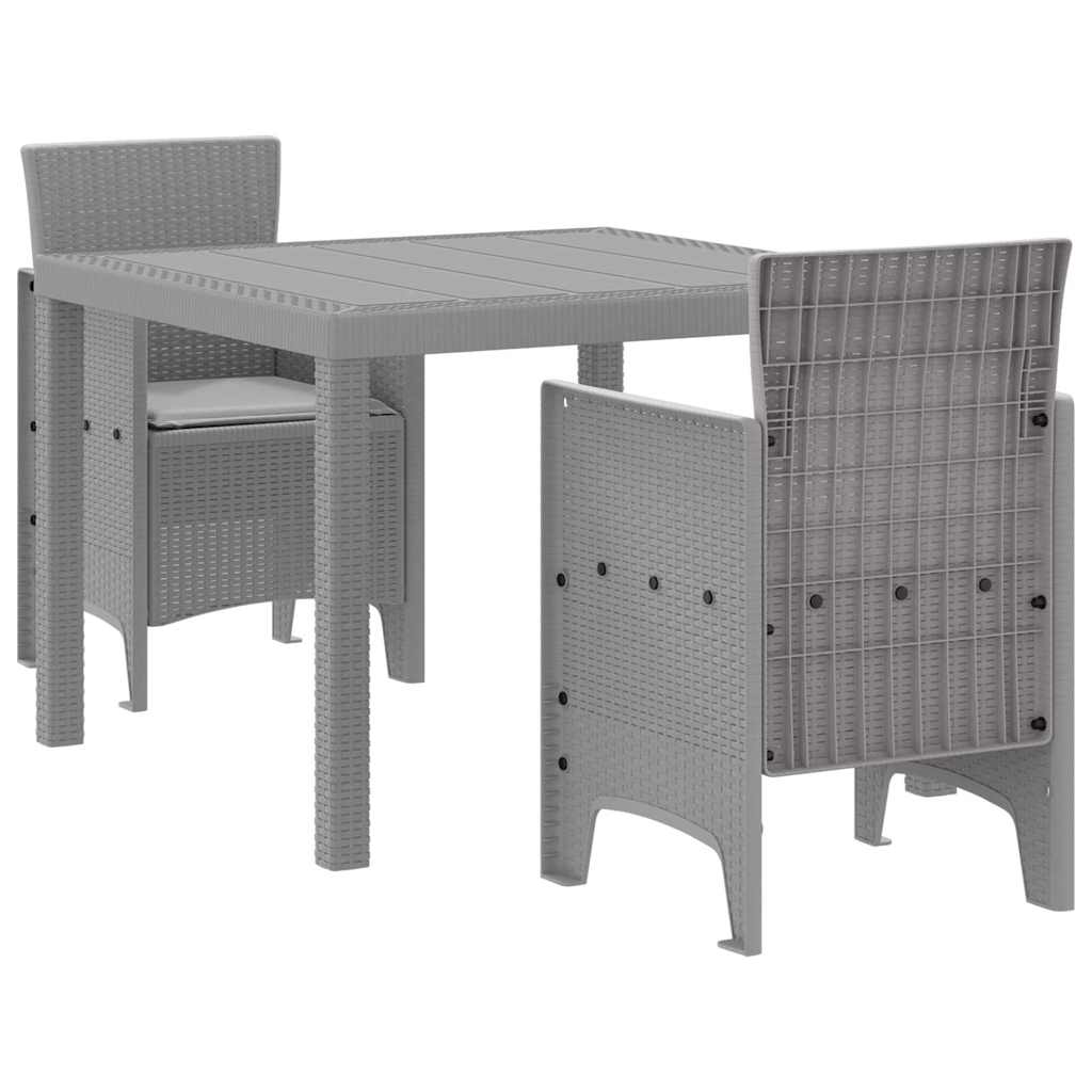 Garden Dining Set 3 pcs Light Grey Polypropylene