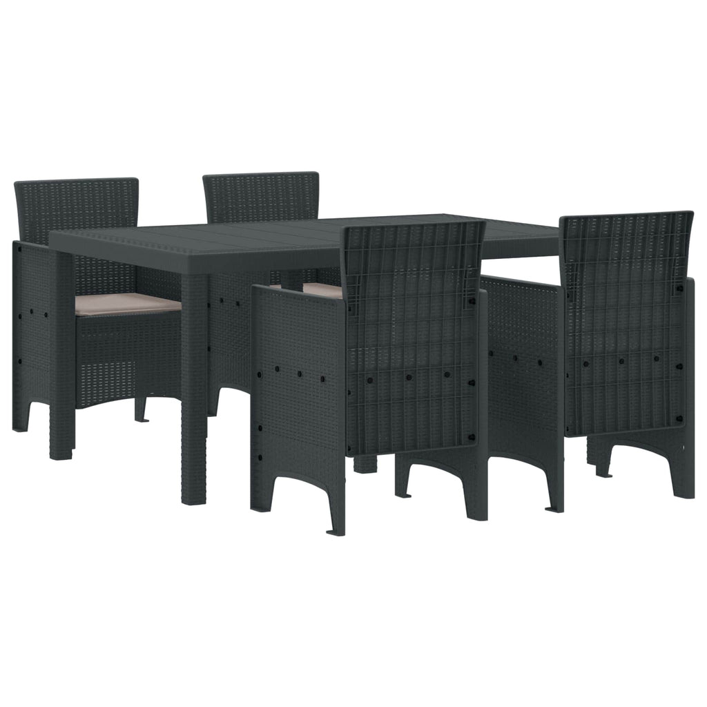 Garden Dining Set 5 pcs Anthracite Polt rattan