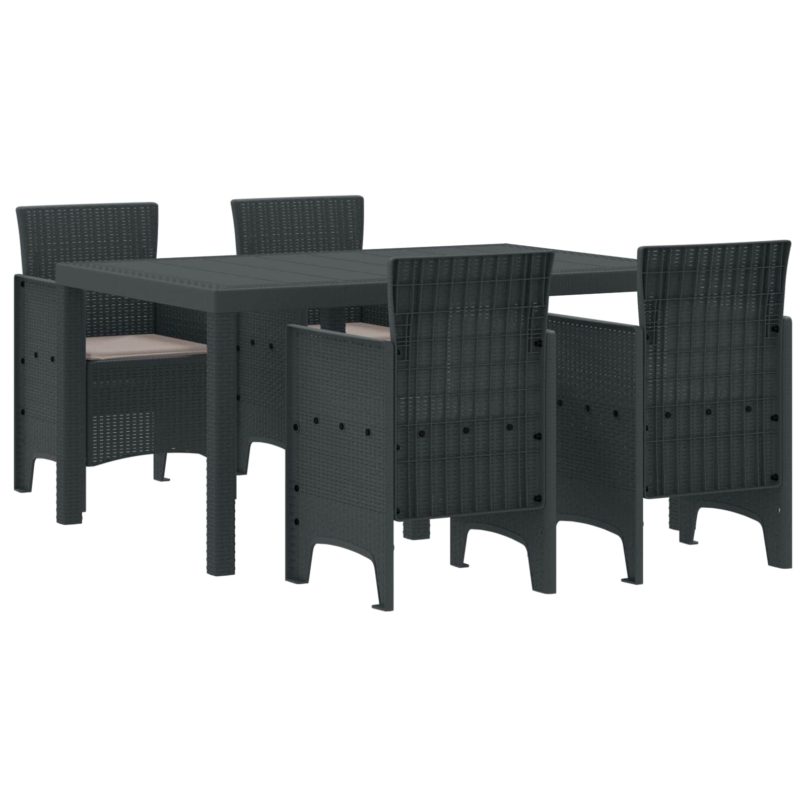 Garden Dining Set 5 pcs Anthracite Polt rattan