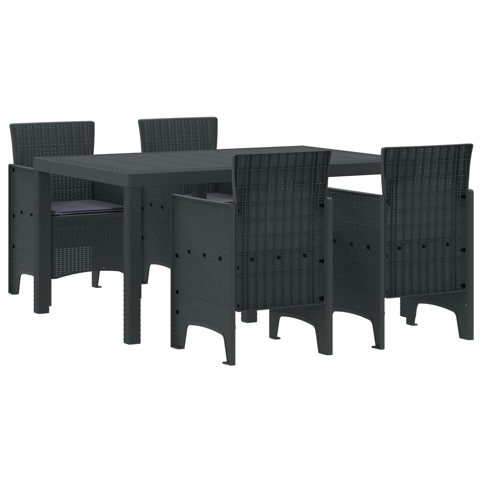 Garden Dining Set 5 pcs Anthracite Polt rattan