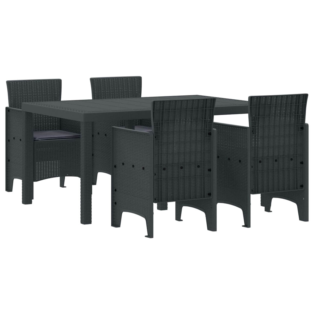 Garden Dining Set 5 pcs Anthracite Polt rattan