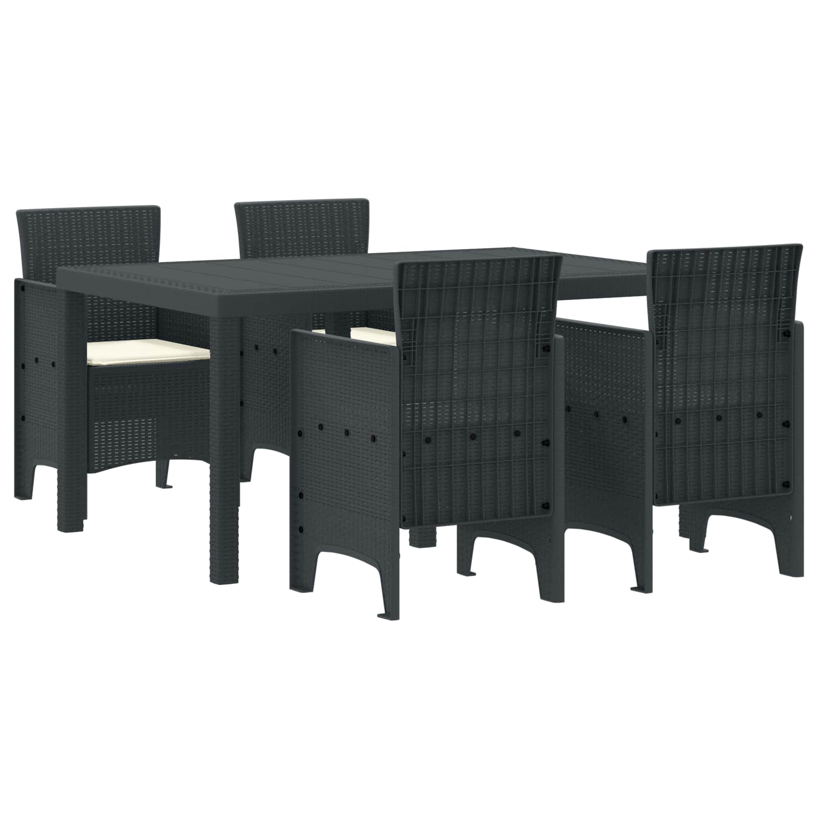 Garden Dining Set 5 pcs Anthracite Polt rattan