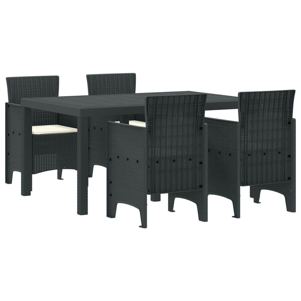 Garden Dining Set 5 pcs Anthracite Polt rattan
