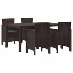 Garden Dining Set 5 pcs Brown Polt rattan