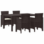 Garden Dining Set 5 pcs Brown Polt rattan