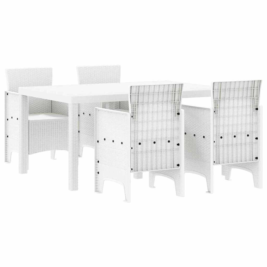 Garden Dining Set 5 pcs White Polt rattan