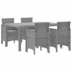 Garden Dining Set 5 pcs Light Grey Polt rattan