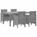 Garden Dining Set 5 pcs Light Grey Polt rattan