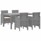 Garden Dining Set 5 pcs Light Grey Polt rattan
