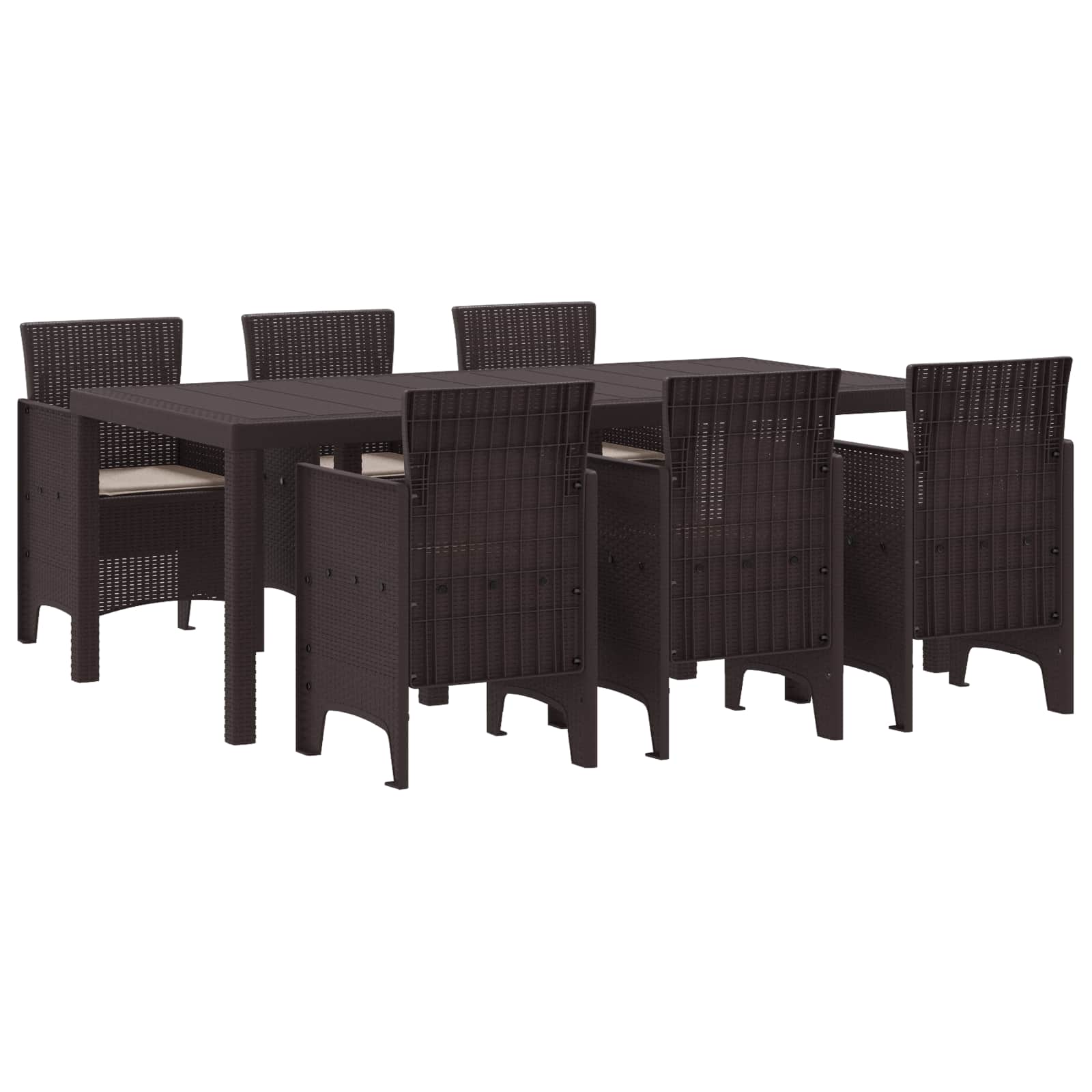 Garden Dining Set 7 pcs Brown Polypropylene
