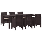 Garden Dining Set 7 pcs Brown Polypropylene