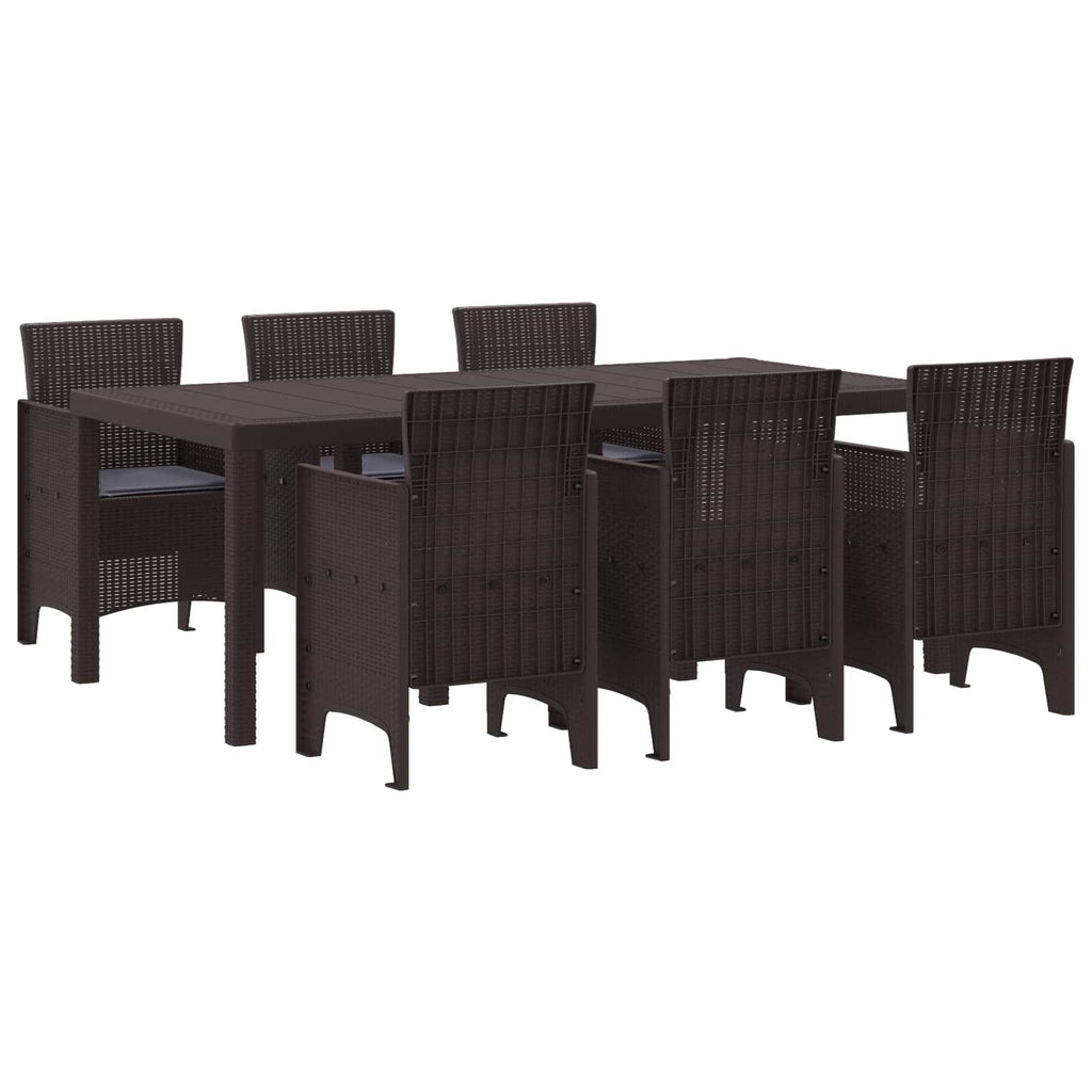 Garden Dining Set 7 pcs Brown Polypropylene