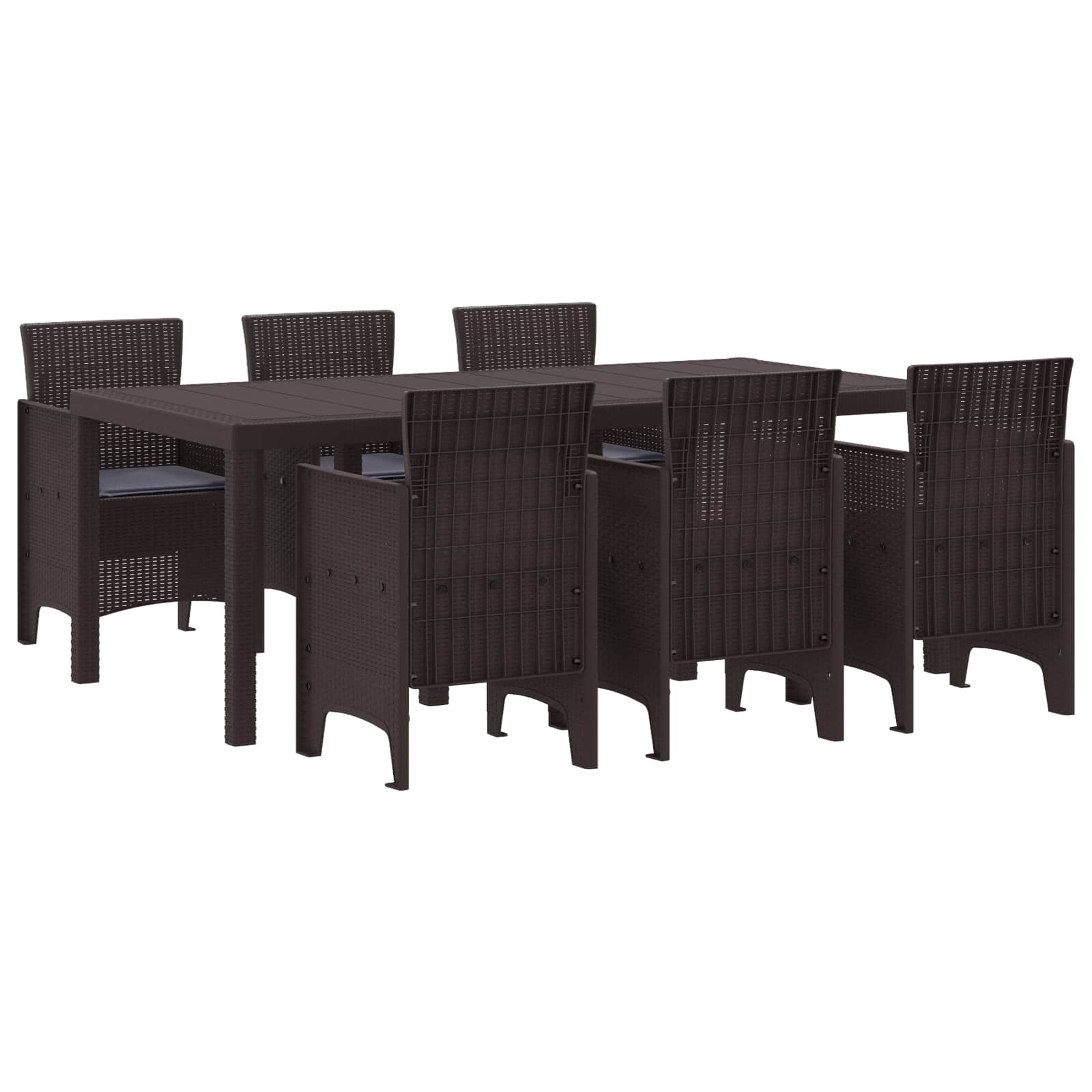 Garden Dining Set 7 pcs Brown Polypropylene