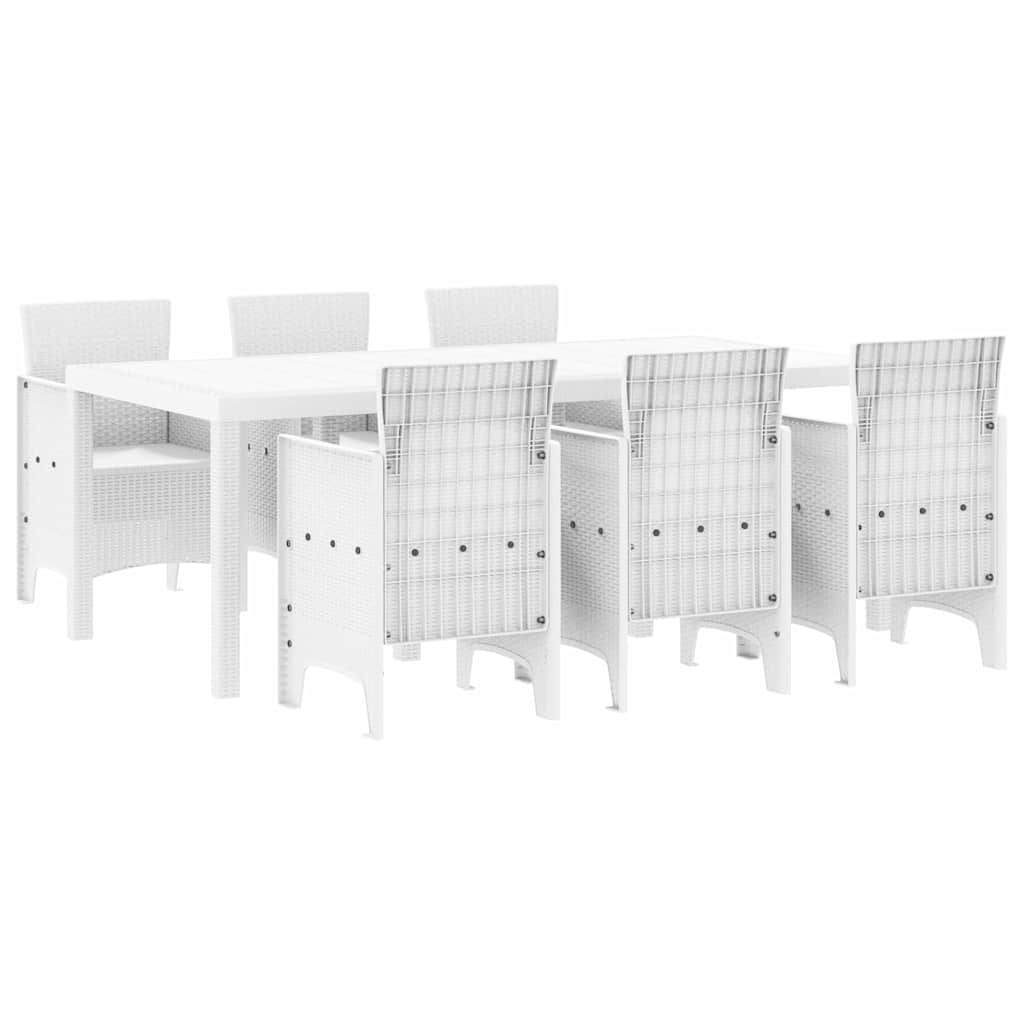 Garden Dining Set 7 pcs White Polt rattan