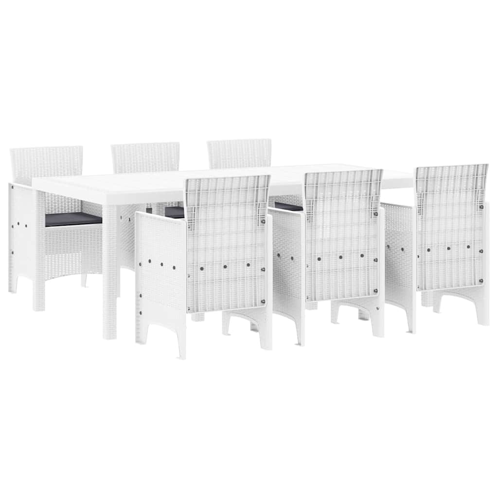 Garden Dining Set 7 pcs White Polt rattan