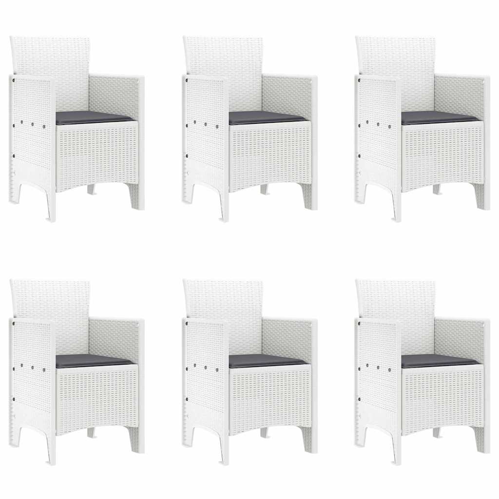 Garden Dining Set 7 pcs White Polt rattan