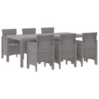 Garden Dining Set 7 pcs Light Grey Polt rattan