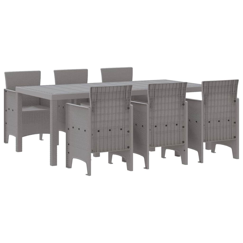 Garden Dining Set 7 pcs Light Grey Polt rattan