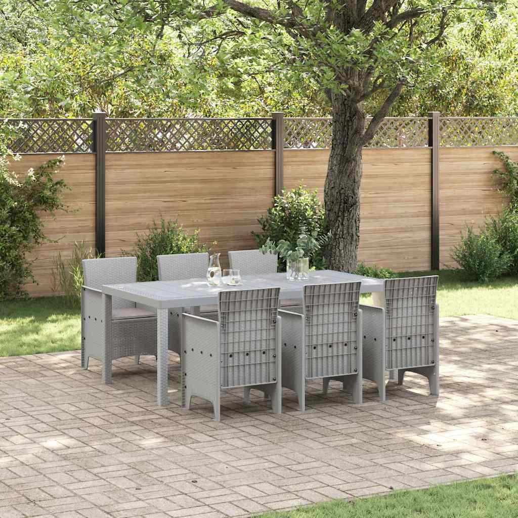 Garden Dining Set 7 pcs Light Grey Polt rattan